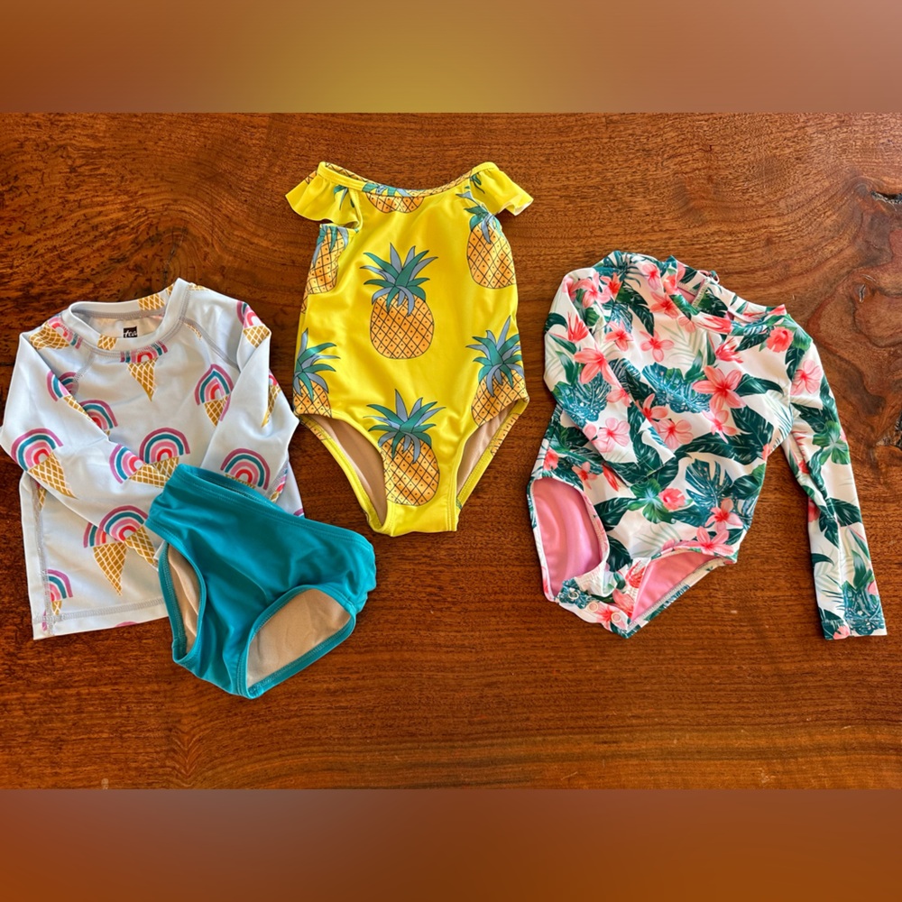 Lot of three 12-18 month swimsuits, Tea Collection and F4A